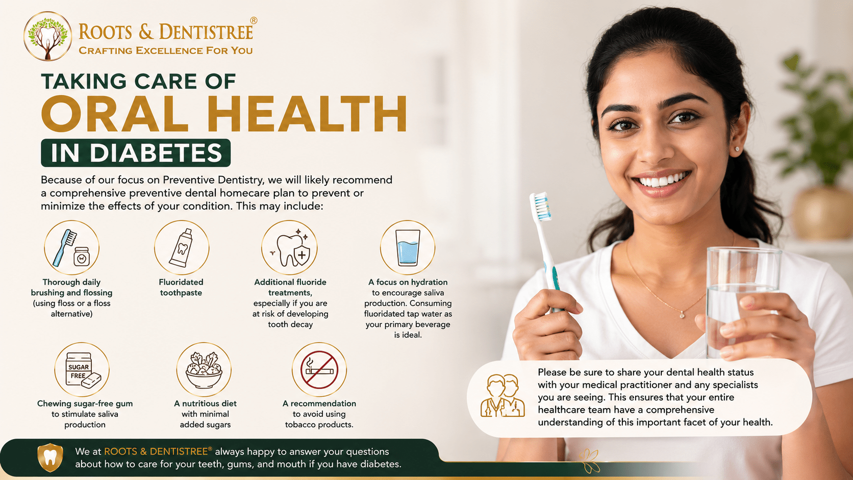 TAKING CARE OF ORAL HEATH IN DIABETES@ ROOTS & DENTISTREE