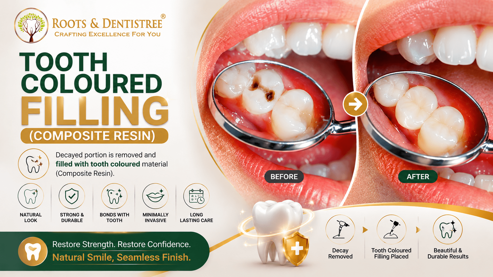 TOOTH COLOURED FILLING@ ROOTS & DENTISTREE
