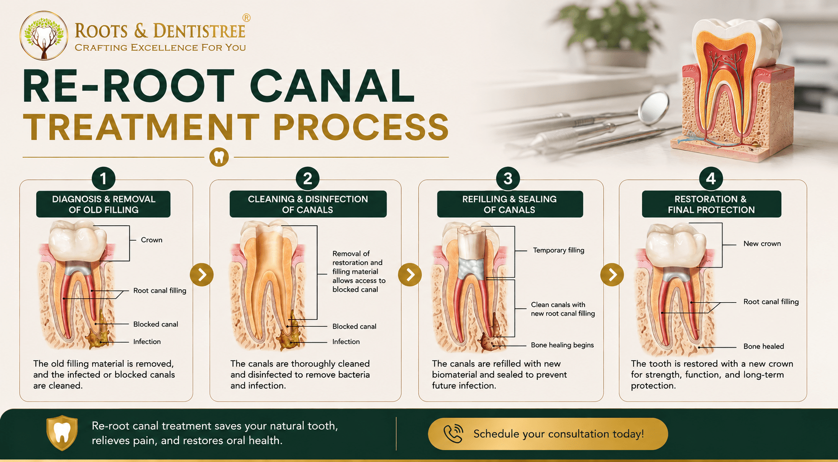 Re-RCT TREATMENT PROCESS@ ROOTS & DENTISTREE