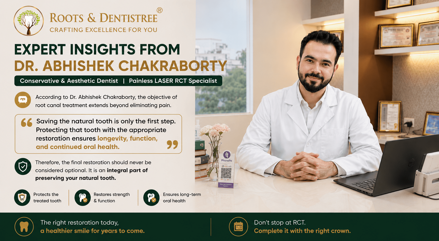 Dr. ABHISHEK CHAKRABORTY EXPERT INSIGHTS ABOUT CROWN AFTER RCT @ ROOTS & DENTISTREE