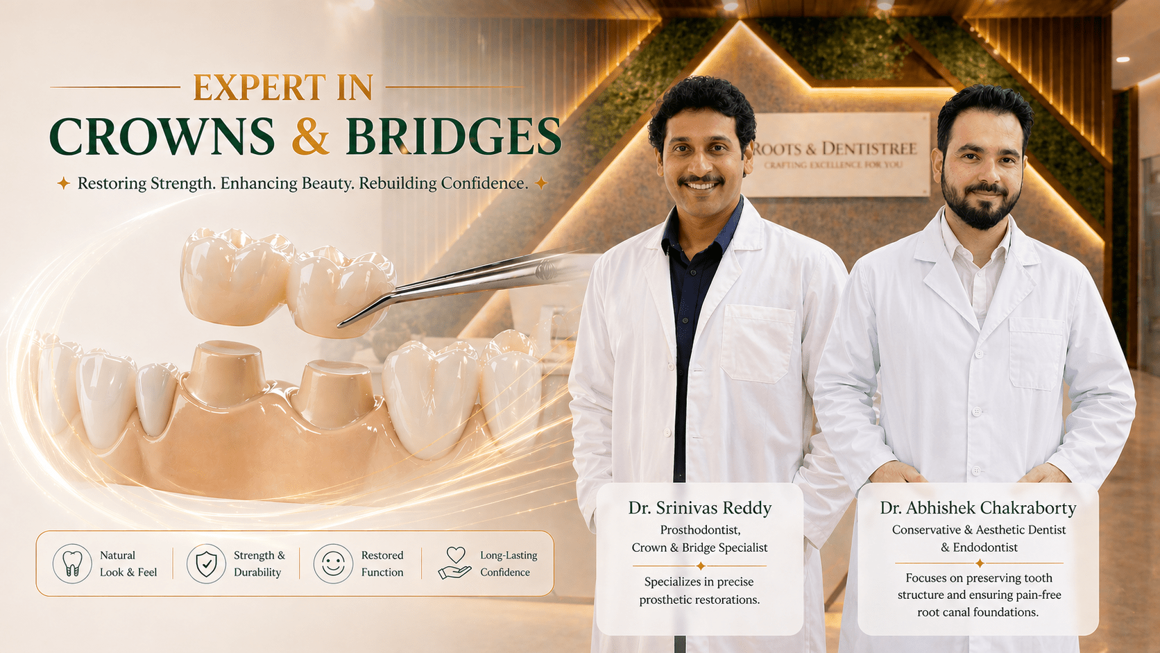 Crowns & Bridges Experts @ ROOTS & DENTISTREE