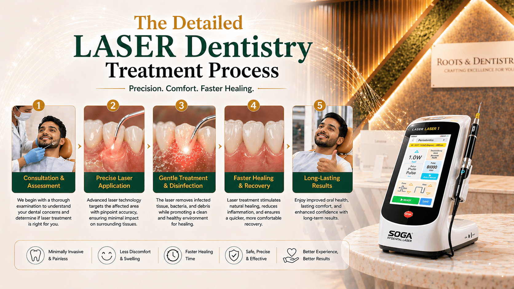Detailed LASER Dental Treatment Process @ ROOTS & DENTISTREE