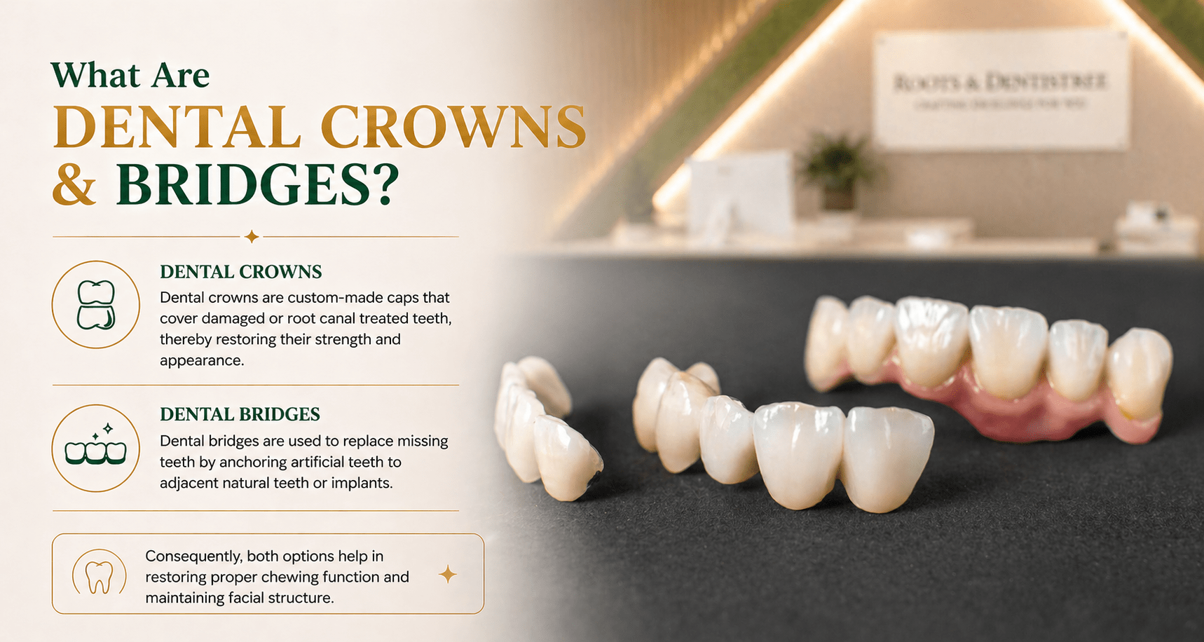 What Are Crowns & Bridges @ ROOTS & DENTISTREE