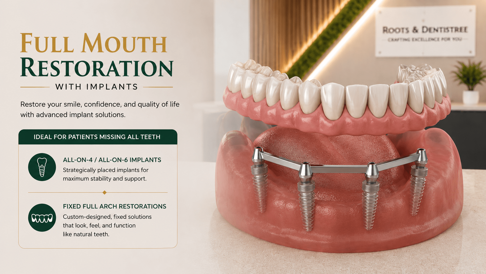 full-mouth restoration with implants@ ROOTS & DENTISTREE