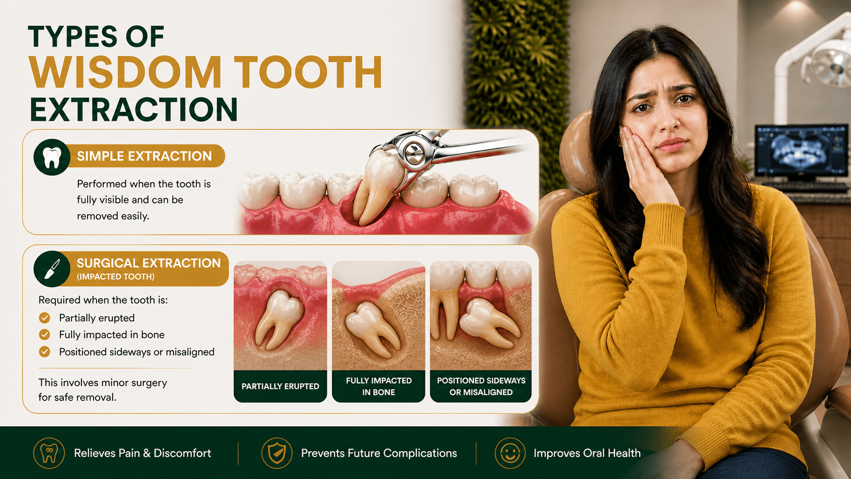 Wisdom tooth extraction types @ ROOTS & DENTISTREE